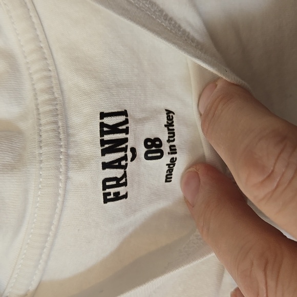 Franki, Francesca's, Sz 08, Crop Top, T-shirt Short Sleeve Tee, White, Logo - Picture 3 of 8